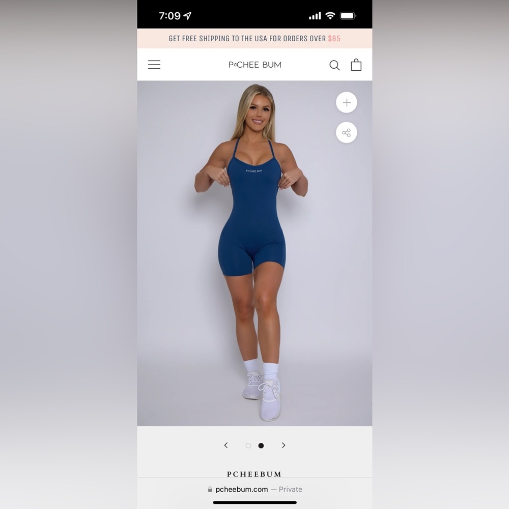 Pcheebum NAVY SCRUNCH BUTT FORM FITTING ROMPER